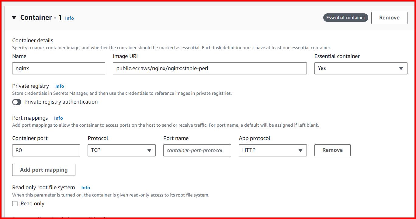 Picture showing setting the name and image of the container
